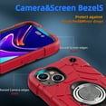 thumbnail image 2 of ELEHOLD Heavy Duty Rugged Case for iPhone 15 Foldable Ring Holder Kickstand Case, Hybrid Tri-Layers Military Grade Shockproof Protection Cover for 6.1" iPhone 15,Red+Black, 2 of 5