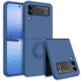 thumbnail image 1 of Funda de teléfono magnética con soporte de anillo de lujo para Samsung Galaxy Z Flip 4 Flip 3, funda de silicona con sensación de piel para Samsung Z Flip4 3 Fivean unisex, 1 of 2