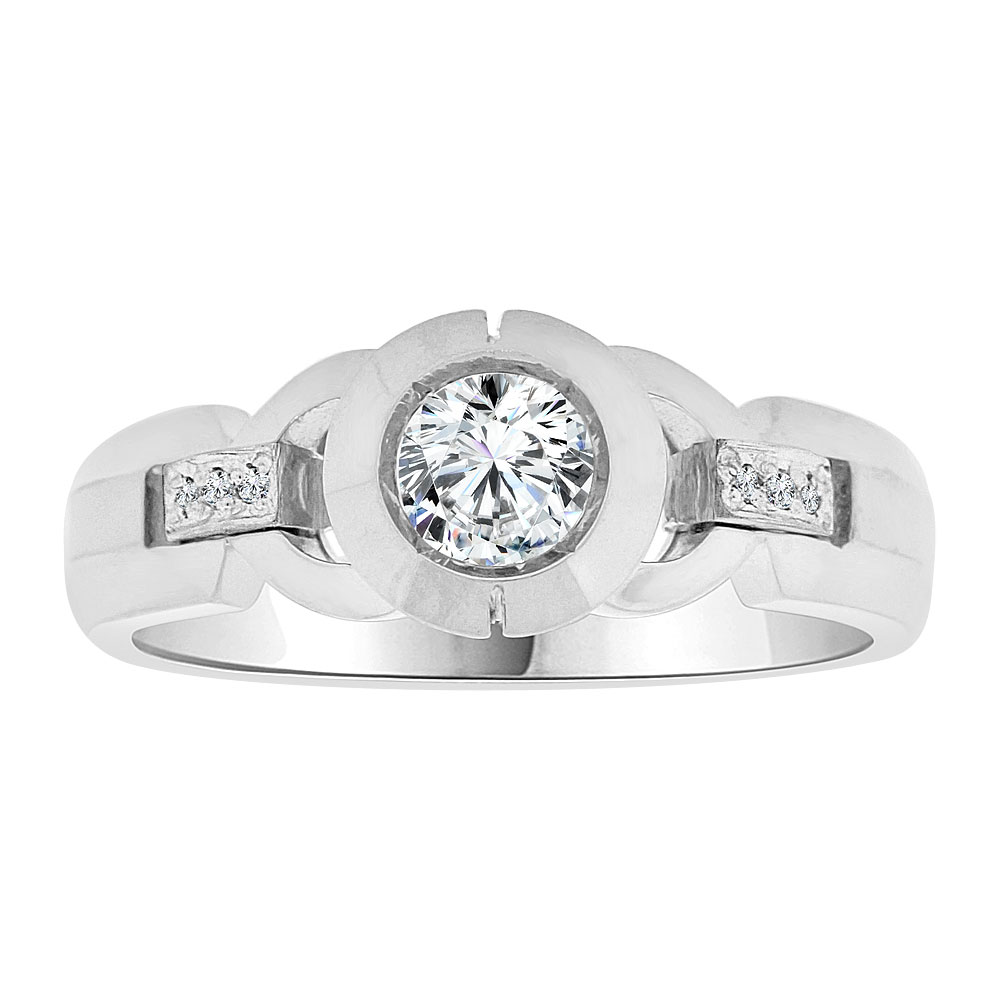 Man Guy Gent Wedding Band Ring Created CZ Crystals White Rhodium Plated Metal