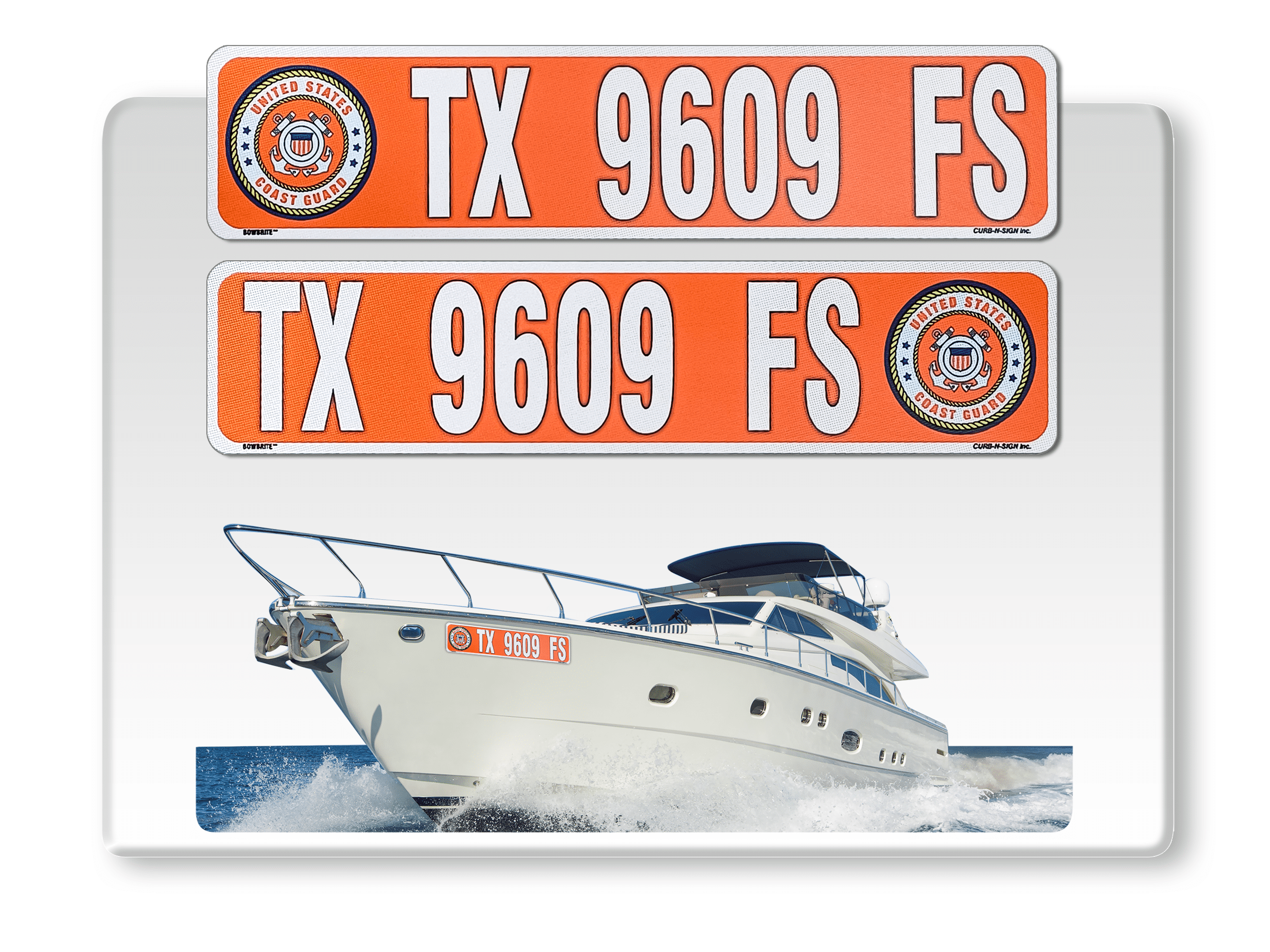2 Pack Super Reflective Custom Boat Registration Numbers and Letters