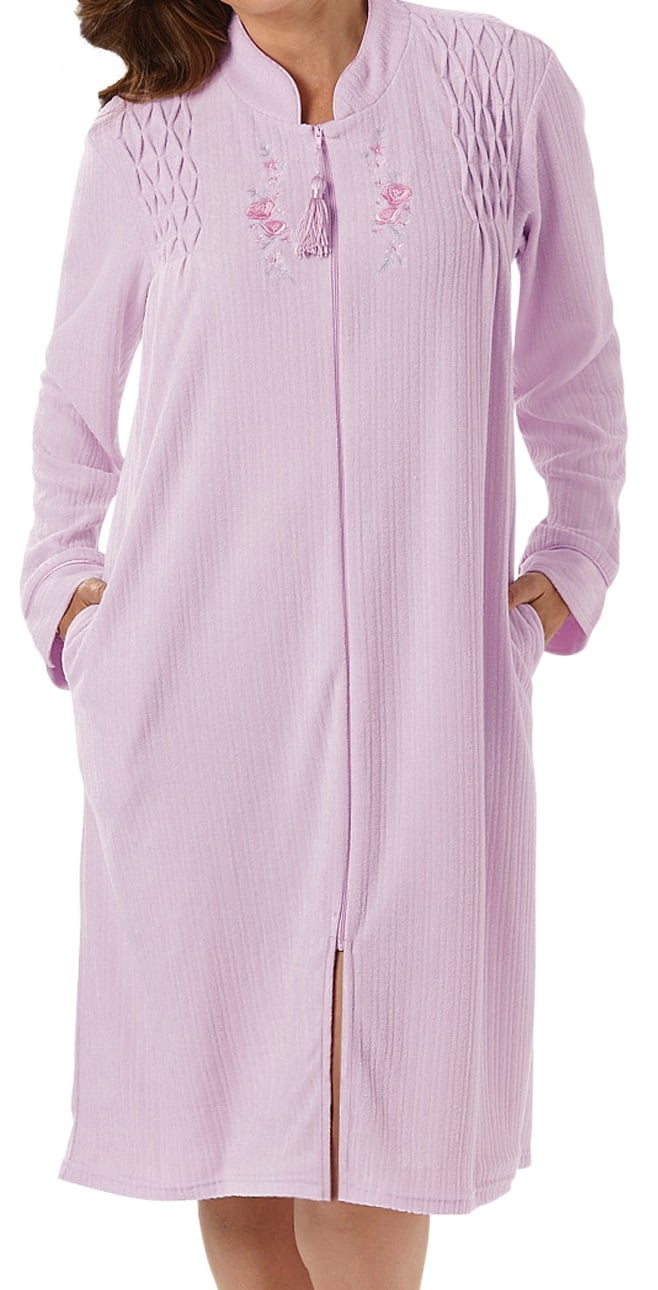 EZI Women's Smocked Fleece Robe