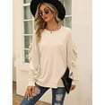thumbnail image 3 of Womens Sweatshirts Casual Long Sleeve Ruffle Sweatshirt Crew Neck Pullover Tops, 3 of 4