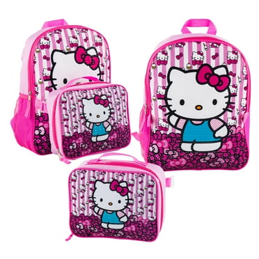Hello Kitty & Flower 16 inches Backpack With Matching Lunch Bag Set- 92668