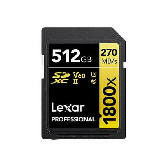 Lexar 512GB Professional 1800x UHS-II SDXC Memory Card (GOLD Series)