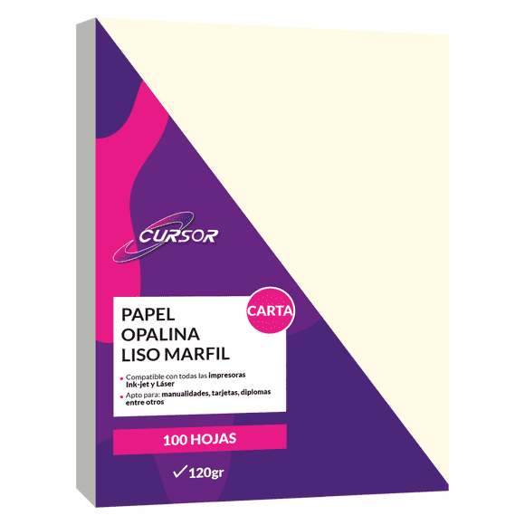 PAPEL OPALINA MARFIL A4 120G 100 HOJAS CURSOR DELGADA BEIGE beige carta