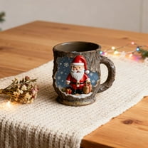 Christmas Magic Woodland Cracked Mug - Festive Drinkware for Home Kitchen Decor, Unique Cracked Glaze Design Mug for Hot Cocoa & Coffee, Perfect Christmas Gift for Family & Friends, 3.7*4.3in, A