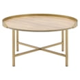thumbnail image 4 of ACME Mithea Table Basse Ronde en Bois avec Plateau en Chêne et Or, 4 of 7