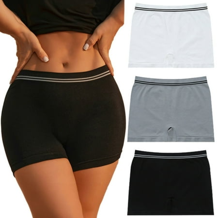 Gewsdrf Womens Boyshorts Boy Shorts Underwear 3 Pack Women s Underwear Boxer Shorts Anti Chafing Shorts Boyshorts Regular & Plus Size Womens Underwear Panties for Women Boxer Shorts Black M