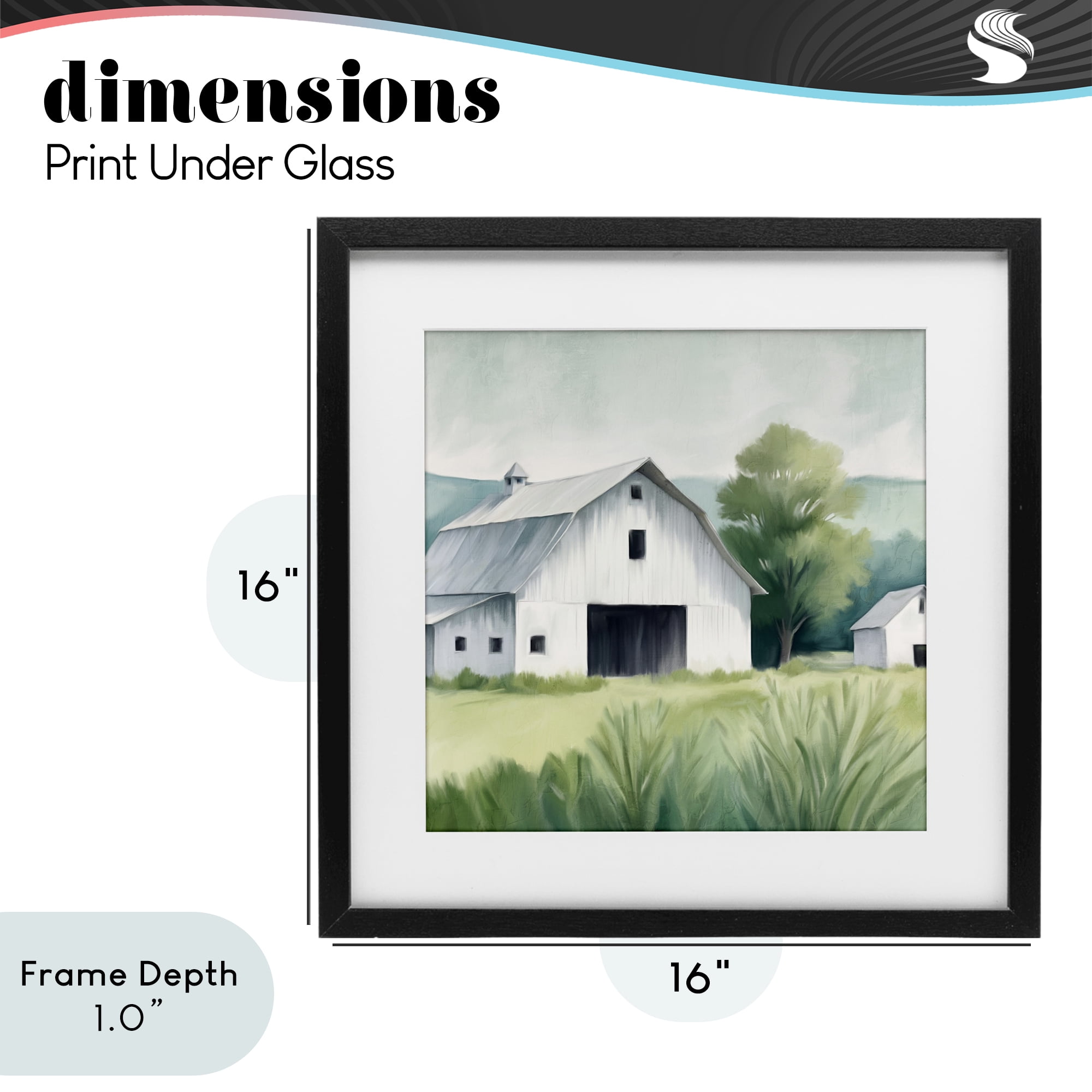 Stupell Industries Farm Home White Barn Black Framed Print Under Glass, design by Kim Allen