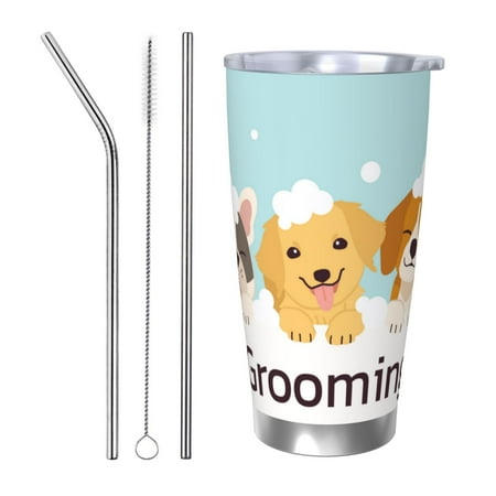 

Junzan Cute Dog In Bathtub1 for 20oz Stainless Steel Insulated Car Cup with Spillproof Lid - Insulated Coffee Mug Thermal Cup-Straw Three-piece Set