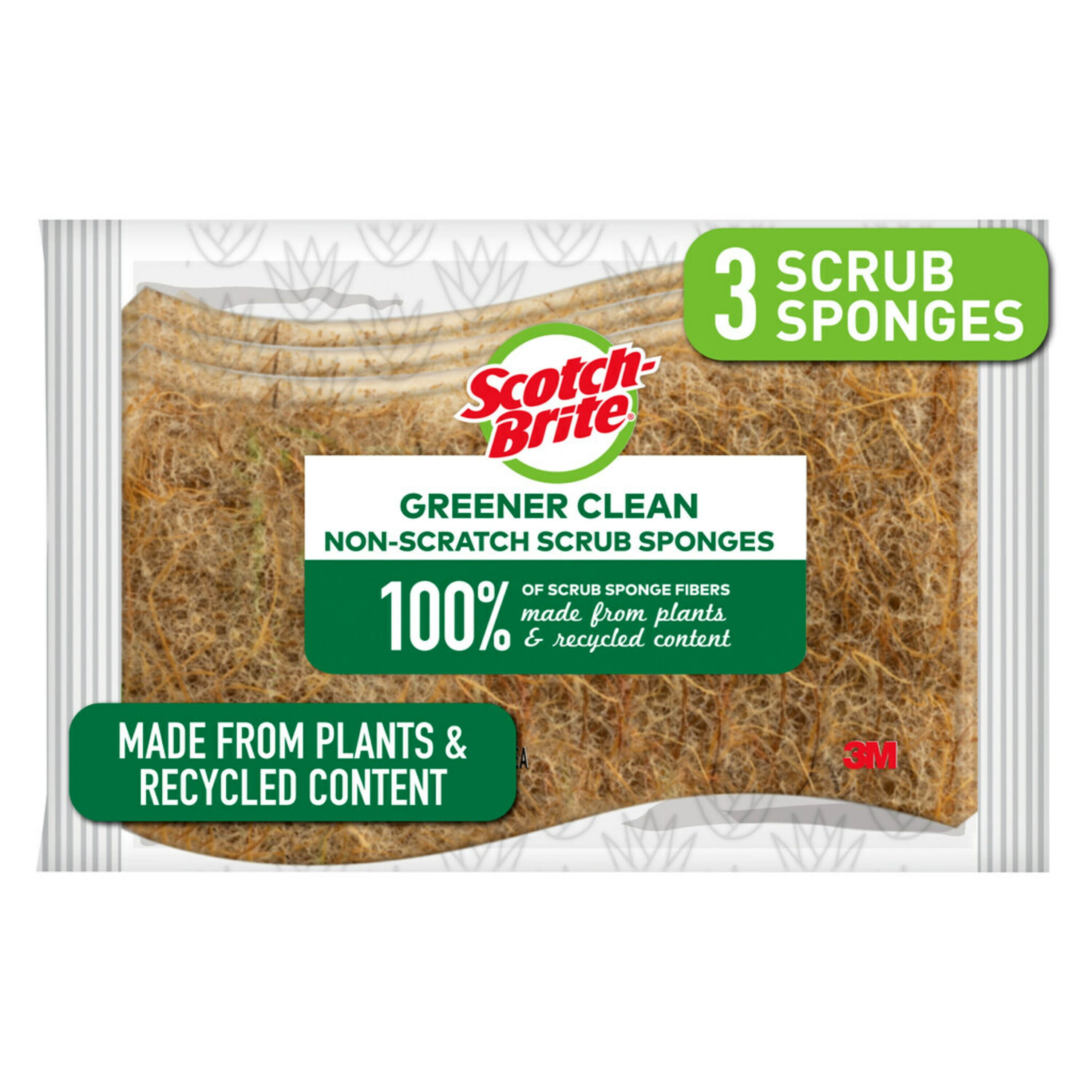 ScotchBrite Greener Clean NonScratch Scrub Sponge, 3 Count