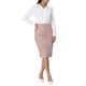 thumbnail image 2 of Falda lápiz de mujer Inspire Chic para el trabajo, elástica, de cintura alta, con fruncido, estilo bodycon, midi, talla XL, color rosa, 2 of 5