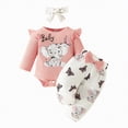 thumbnail image 6 of HCNTES Toddler Baby Girl Clothes Infant Girl Outfits Set Fall Ruffle T-Shirt Top Pants Bow Headband Set Winter Clothes For kid 6 9 12 18 Months 3PCS Outfits(Z10-Pink,3-6 Months), 6 of 6