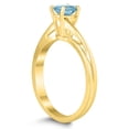 thumbnail image 2 of SZUL Women's Solitaire Oval 6X4MM Aquamarine Gemstone Twist Ring in 10K Yellow Gold, 2 of 4