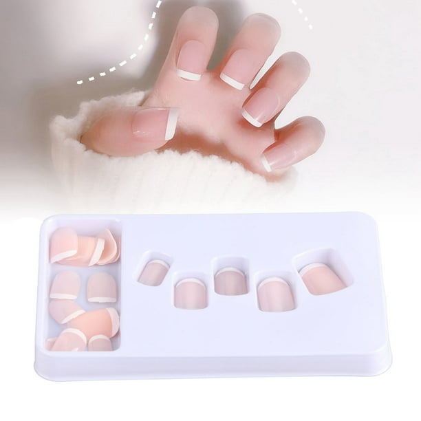 Uñas francesas desnudas diseño de cubierta completa de uñas postizas brillantes fácilmente recortadas para fiestas ANGGREK Otros