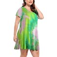 thumbnail image 3 of EQWLJWE Robes pour Femmes Été Ample Décontracté Grande Taille Confortable Femmes Col Rond Imprimé Floral Franges Bretelles Robe de Soirée, 3 of 5