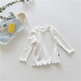 thumbnail image 2 of Generic Toddler Baby Kids Girl Solid Color T-Shirt Wooden Ear Edge Fashion Long Sleeve Crew Neck Top Comfort Soft Thick Basic T-Shirt(4-5 Years,White), 2 of 3