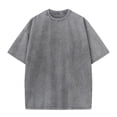 thumbnail image 2 of Mfakffe Men's Cotton T-Shirts Oversized Unisex Short Sleeves Casual Loose Wash Solid Basic Tee Tops(Gray,M), 2 of 4