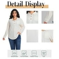 thumbnail image 6 of Cuteduck Women's Plus Size Waffle Knit Tops Henley Long Sleeve Fall Casual Shirts 1X-5X, 6 of 8