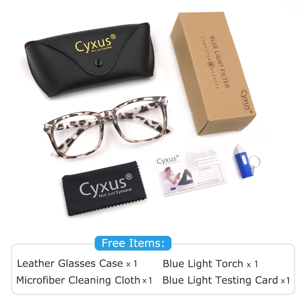 Cyxus Womens Blue Light Blocking Computer Glasses for Anti Eye Strain  UV400, Transparent Lens and Leopard Print Frame 