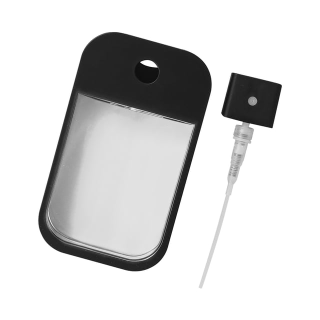 FSTDelivery Portable Perfume Spray Bottle, Mini Card Shape Reusable Sprayer Bottle with Hook and Silicone case for Hand Sanitizer Fragrance Cosmetic, Decants for Perfumes, On Sale Clearance, Black