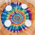 thumbnail image 2 of Rainbow Tie Dye Mandala Pattern Round Fitted Tablecloth with Elastic Edge,Dining Table Cover Waterproof,Outdoor Round Tablecloth for Camping,Dining,Indoor and Outdoor, 2 of 7