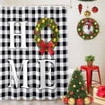 thumbnail image 5 of HOME Christmas Wreath Shower Curtains for Bathroom, Bow Retro Black And White Check Waterproof Fabric Shower Curtain for Bathroom Bathtub Decoration, Machine Washable, 72"x72", 5 of 9