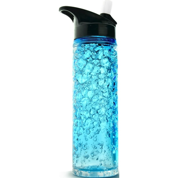 ASOBU Perma Frost Water Bottle With Double Wall Freezer Gel Pack, Blue