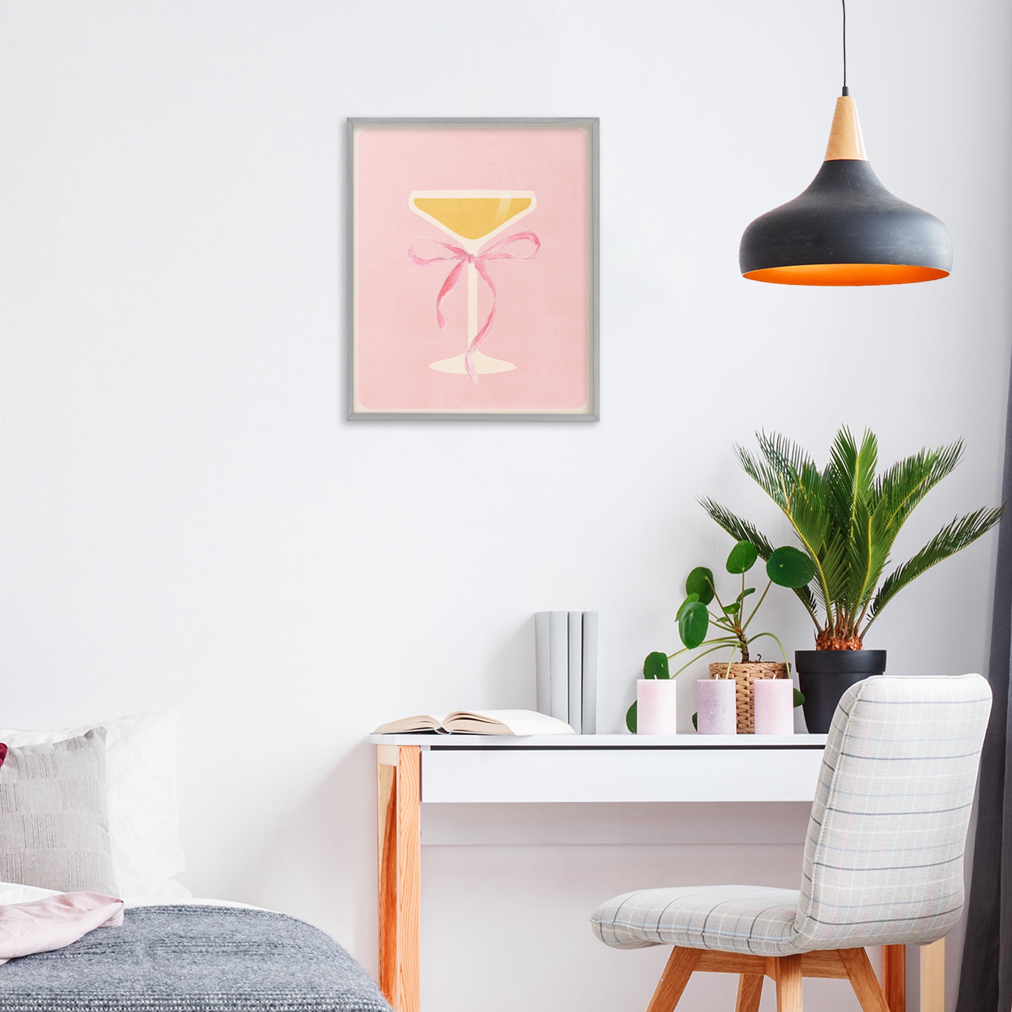 Stupell Industries Champagne Party Glass Gray Framed Giclee Art, design by Lucille Price