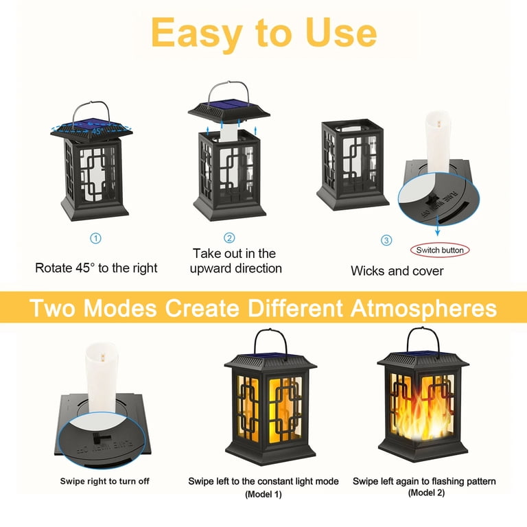 SZRSTH Solar Hanging Lanterns, Flickering Flame 2-Pack photo 7