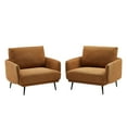thumbnail image 2 of WIXIDIEL Living Room Contemporary Adult Fabric Upholstered Solid Print Armchair with Removable Cushions, Brown (Set of 2), 2 of 7