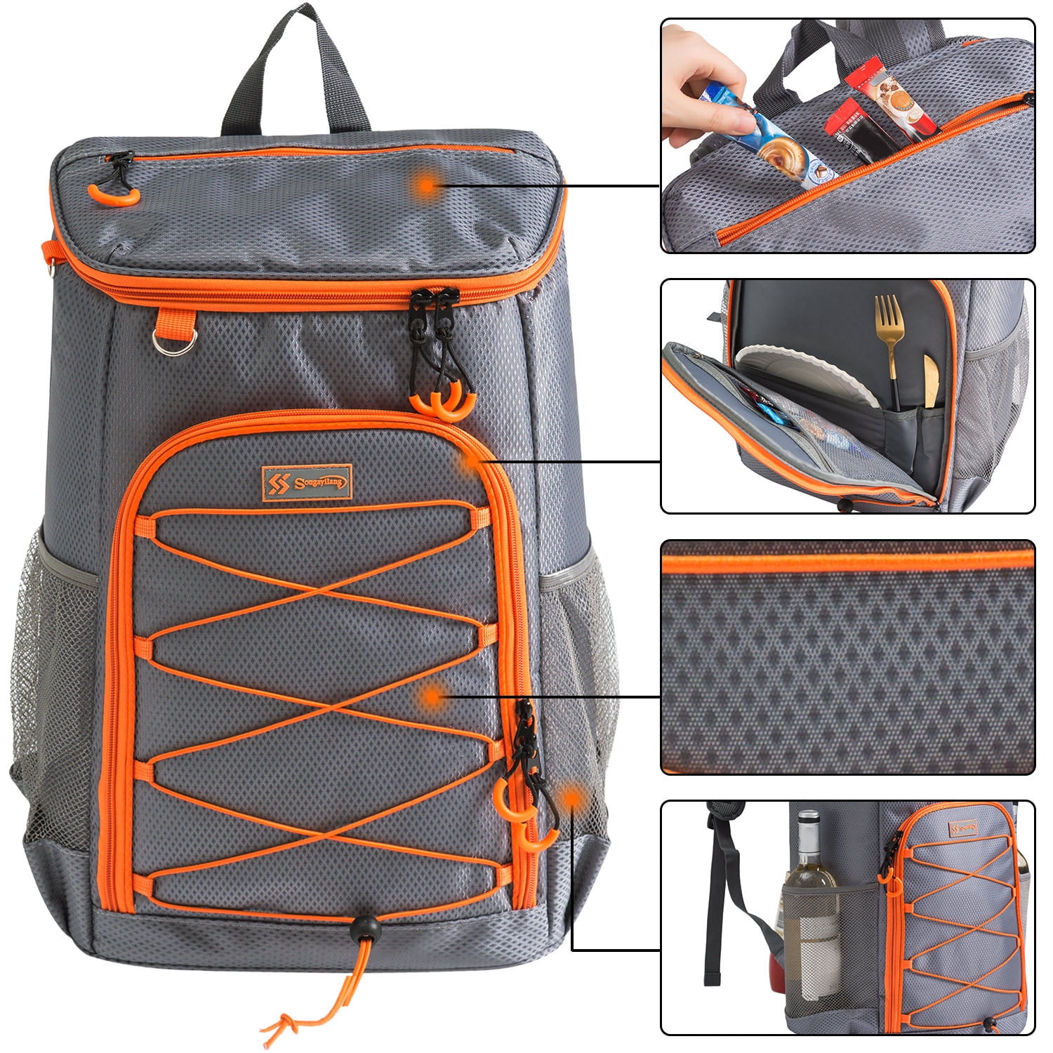 Sougayilang Backpack Cooler 25/30 Can Large Capacity Soft Sided Cooler Bag