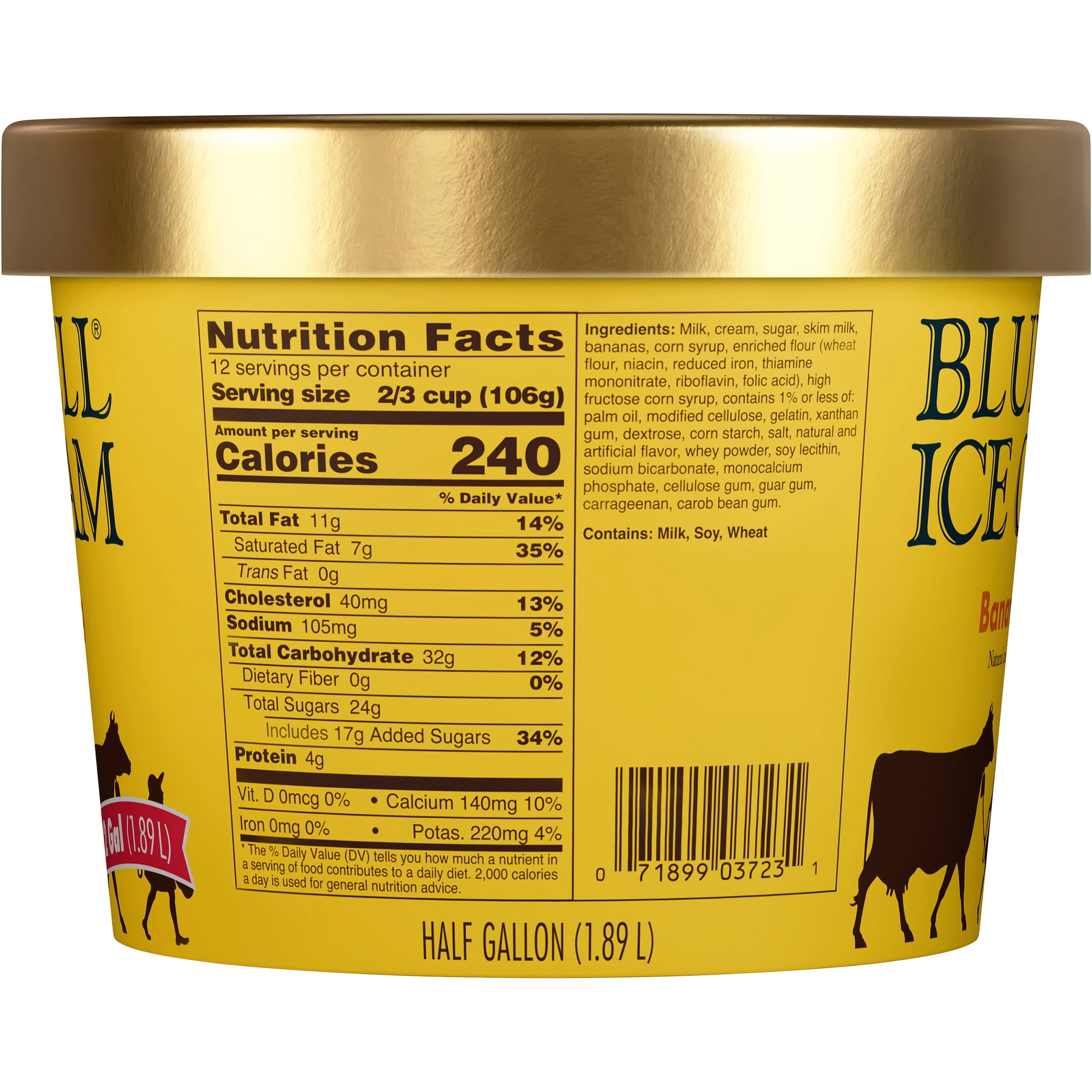 Blue Bell Banana Pudding Ice Cream Half Gallon, 64 fl oz