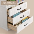 thumbnail image 2 of Bedroom Furniture Set, Asofer Queen Size Bed Frame with Headboard, 2 Nightstands, Bookcase & 7-Drawer Chest, White, 2 of 24