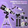 thumbnail image 5 of 70mm Aperture Telescope for Adults & Kids, 300mm Refractor Telescope for Beginners, Portable Astronomy Telescope with Tripod, Smartphone Adapter & Mini Binoculars, 5 of 8