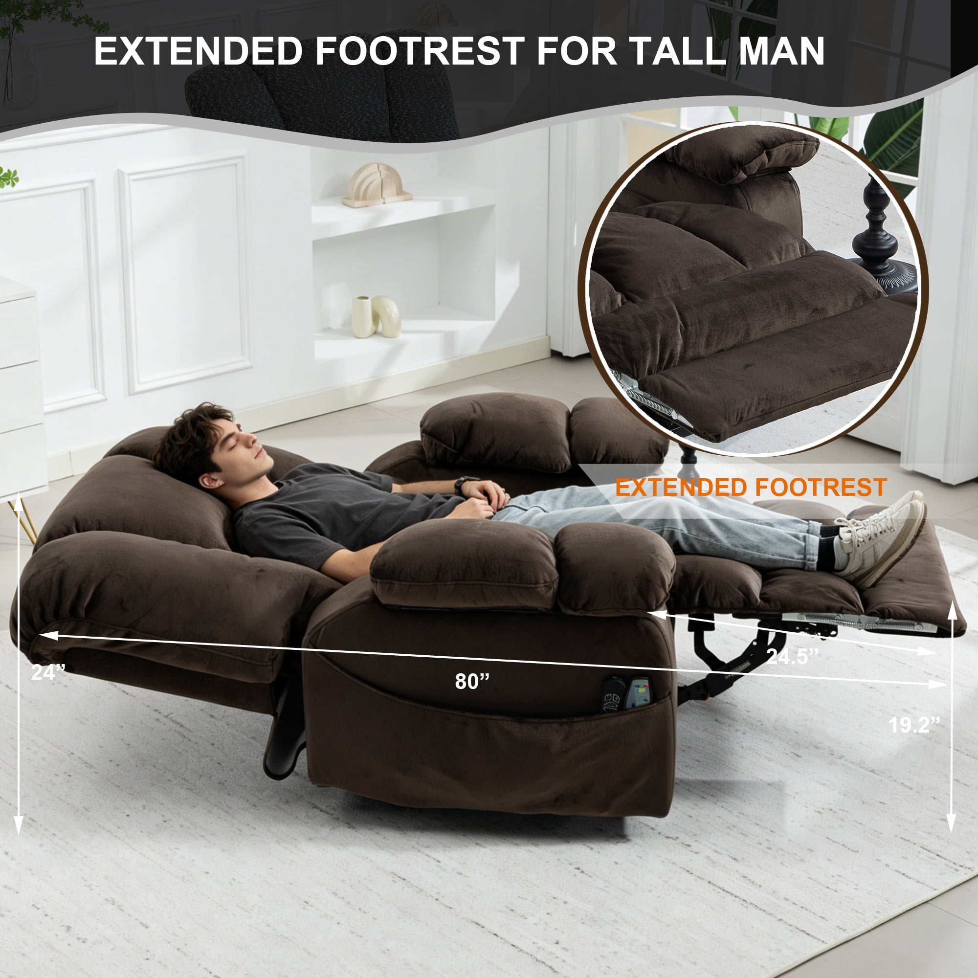 LITVZ Big Man 500 lbs Power Lift Recliner for Big & Tall Elderly Adults 28 Inch Wide Seat, Lay Flat Lift Recliner Chair with Extended Footrest