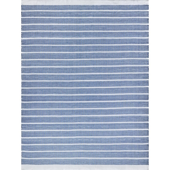 Exquisite Rugs Boca Indoor/Outdoor Handmade Flatweave P.E.T. Yarn Ivory/Blue Area Rug