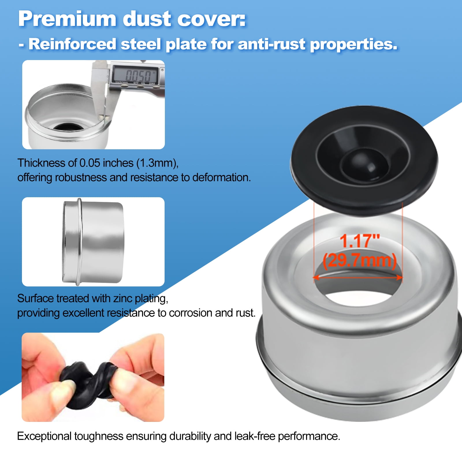 2 Set L68149 L44649 Trailer Axle Bearings Kit with 171255TB Grease Seals,1.98'' Trailer Dust Caps, Cotter Pins, Axle Nuts & Washers, Fits for 1-3/8'' to 1-1/16'' 3500 Lbs Trailer Axle #84 Spindle