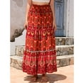 thumbnail image 6 of Womens Maxi Skirt 2025 Casual Flowy Elastic High Waist Long Skirts with Pockets Summer Beach Style Red S, 6 of 7