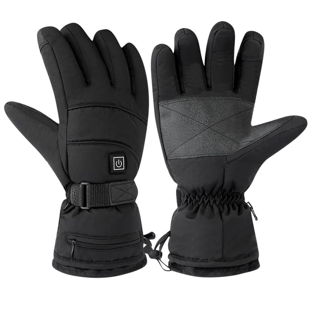 Black Winter Heated Gloves For Outdoor Motorcycle Riding Adjustable Temperature Warmth Washable Design With Secure Grip And Comfortable L