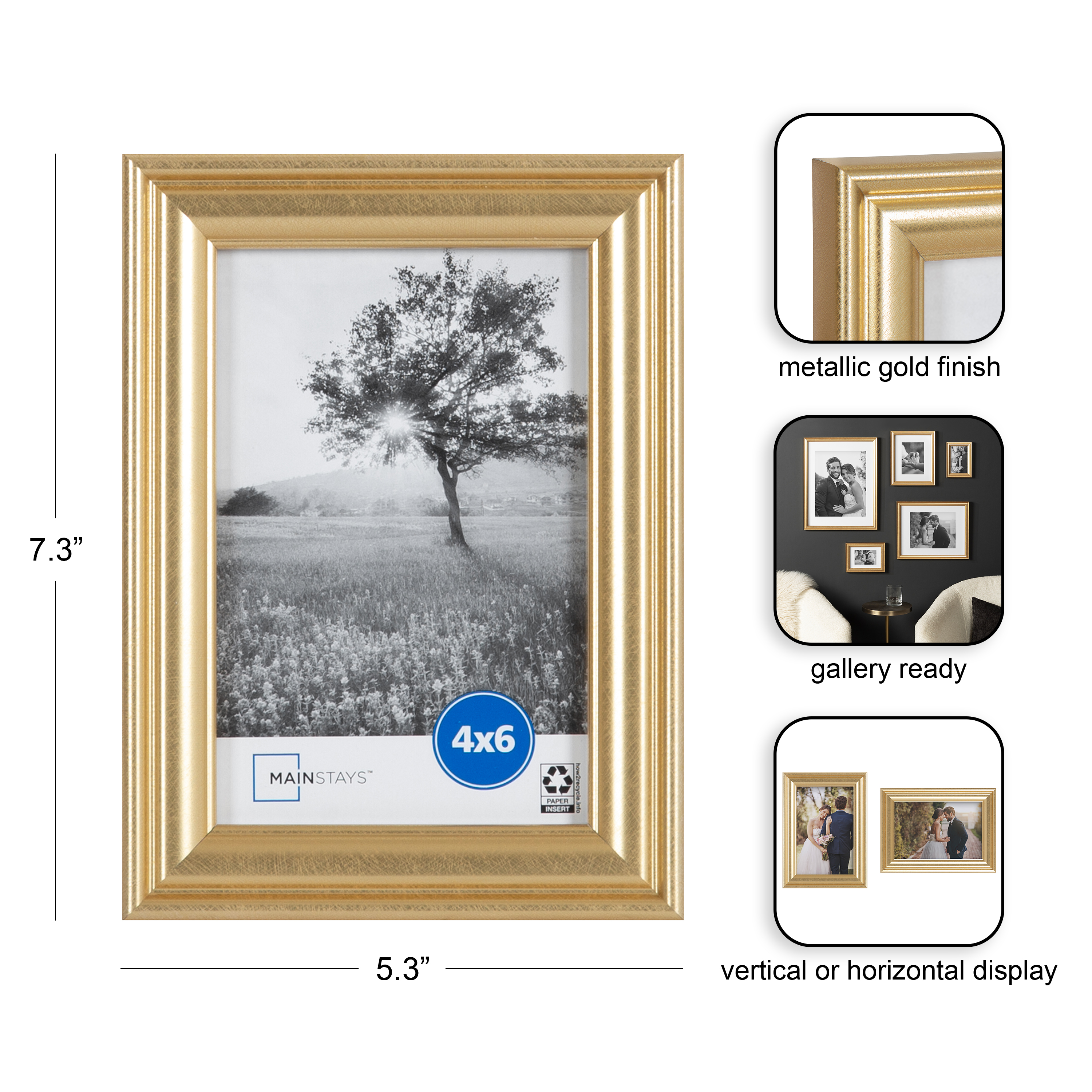Mainstays Picture Frames 4x6, Set of 2, Gold photo 7