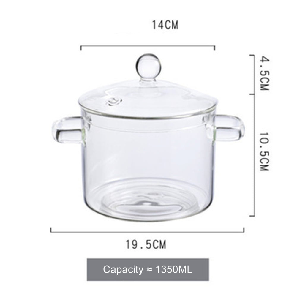 Clear Glass Cooking Stovetop Pots Thicker and Heavier Upgraded Glass Pot for Use on Open Flames and GAS Stovetops, Size: 15