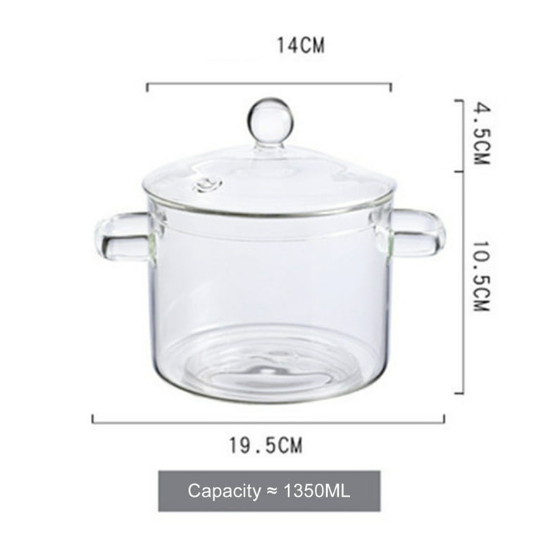 VeliToy Clear Glass Cooking Stovetop Pots Thicker and Heavier Upgraded  Glass Pot for Use on Open Flames and Gas Stovetops(1900ml)