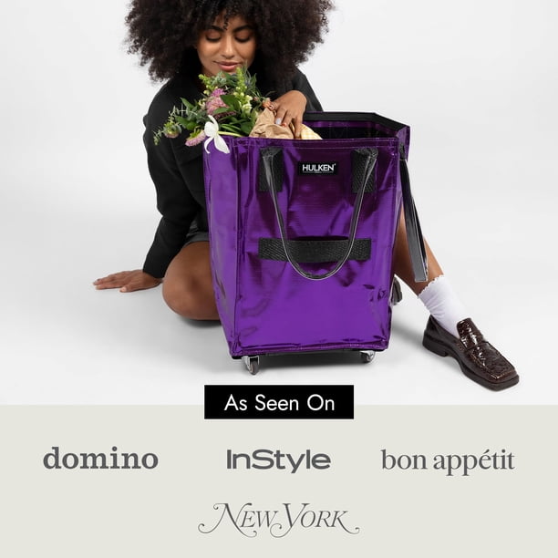 HULKEN ローリングトートバッグ パープル(ミディアム) Hulken - (Medium, Ultraviolet) Reusable Grocery Bag On Wheels