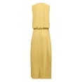 thumbnail image 4 of Vestido largo sin mangas con cuello redondo y abertura para mujer - Vestido de playa fluido de color liso, 4 of 5