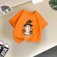 thumbnail image 4 of KPOPLK Kids Spooky Season Fall Tops Girls Halloween Ghost Short Sleeve Shirt Kids Girls Fall Halloween T-Shirts Size 2-3 Years,Orange, 4 of 5