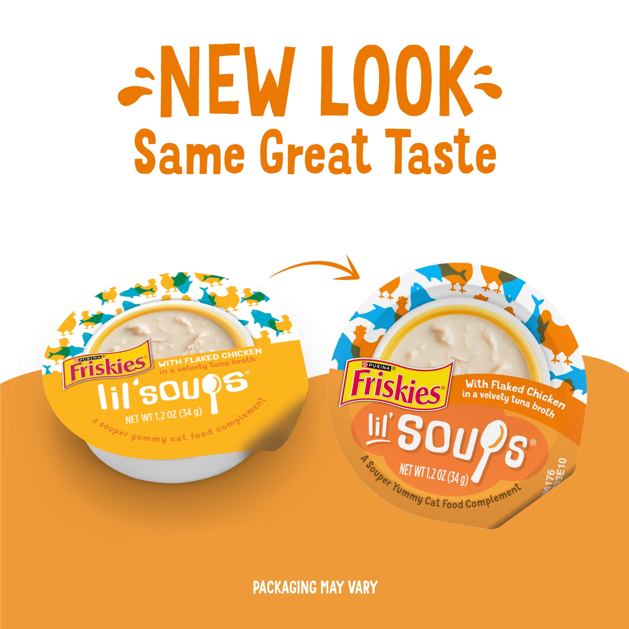 Purina Friskies Lil' Soups Chicken in Tuna Broth, Wet Cat Food, 1.2 oz Tubs, 8 Pack