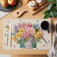 thumbnail image 2 of Spring Floral Placemats Set of 12, Watercolor Lavender Daisy Butterflies Linen Placemats for Dining Table, Place Mats for Kitchen Tabletop, Waterproof Wipeable Dining Table Mats Set, 2 of 9