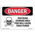 thumbnail image 1 of SignMission OS-DS-A-1014-L-2037 10 x 14 in. OSHA Danger Sign - Pesticide Storage Fire Cause Toxic Fumes, 1 of 1