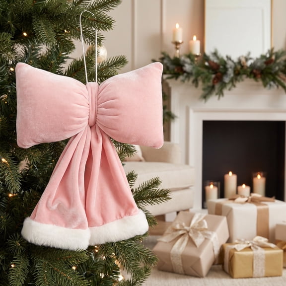 YuanGuangQ Christmas Bow Decoration, Festive Hanging Ornament for Christmas Tree Wreath Holiday Home Decor, for Christmas Tree Wreath Front Door Wall Indoor Holiday Party Arrangement